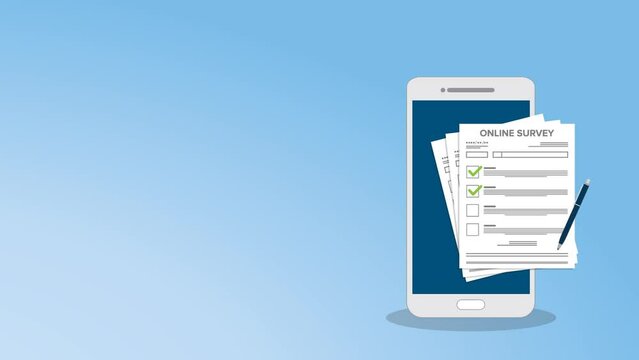 Online survey. Customer feedback. Checklist browser window on a mobile phone . Choice, survey concepts.