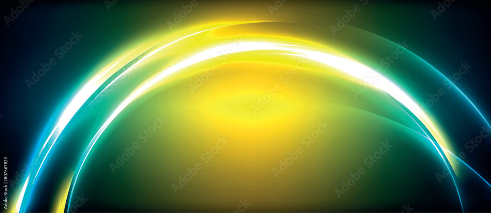 Aufkleber a visually stunning electric blue and neon yellow glowing circle on a dark background, creating a me