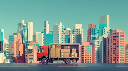 A moving truck makes its way through the urban maze, representing the convenience and efficiency of a trusted moving service in navigating the complexities of city life.
