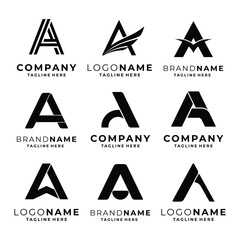 Set of A letter logo template vector