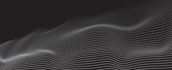 Fototapeta na wymiar Abstract digital wave of particles. Futuristic point wave. Technology background vector. Vector