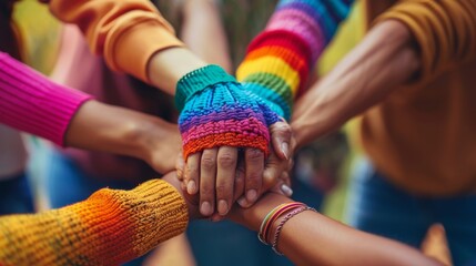 Community Support, A real photo depicting LGBTQ support groups and community organizations coming together to provide support and resources, emphasizing solidarity and empowerment.