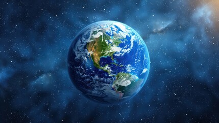 Obraz premium Earth, our home planet, with its vibrant blue oceans and green continents, teeming with life.