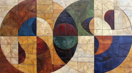 Obraz premium Artistic rendering of geometric shapes in a mosaic style