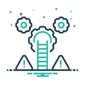 gears, ladder, warning signs, business concept clip art preview