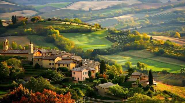 Village of Cingoli Marche Italy. Beautifull italian village in tuscani landcape.