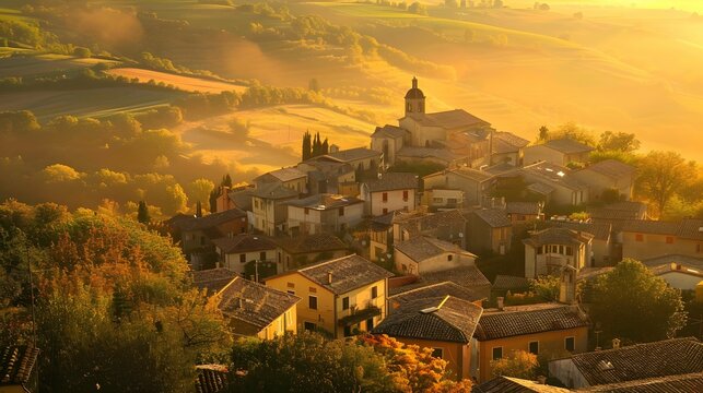Village of Cingoli Marche Italy. Beautifull italian village in tuscani landcape.