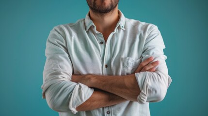 Crossed Arms, Arms crossed over chest, portraying professionalism, confidence, or a casual stance.