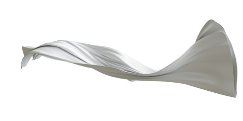 white fabric cloth flowing on wind, wave flying movement, 3d rendering © fgnopporn