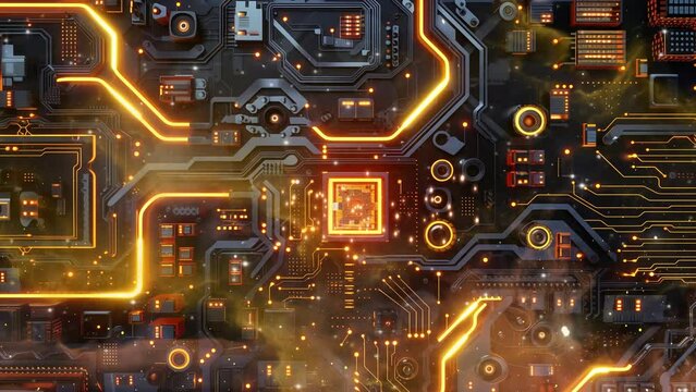 circuit board background texture . seamless looping overlay 4k virtual video animation background