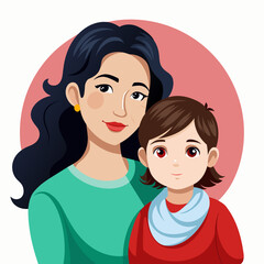 Mom and child  vector illustration on a white background
