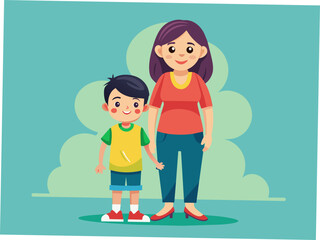 Mom and child vector illustration on a white background