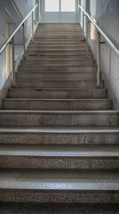 A staircase with sturdy handrails leading upwards, symbolizing continued mobility and support for...
