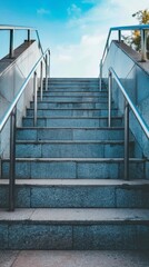 Fototapeta premium A staircase with sturdy handrails leading upwards, symbolizing continued mobility and support for the elderly