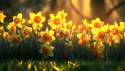 yellow daffodil in morning light