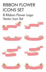 Ribbon flower logo vector icon set 