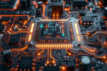 Obraz premium CPU processor microchip circuit board illustration created with generative ai