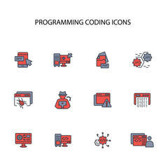 programming coding icon set.vector.Editable stroke.linear style sign for use web design,logo.Symbol illustration.