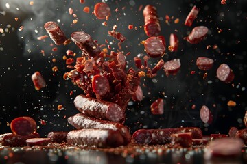 Deconstructed Denningvleis Sausages Exploding in a Culinary Frenzy