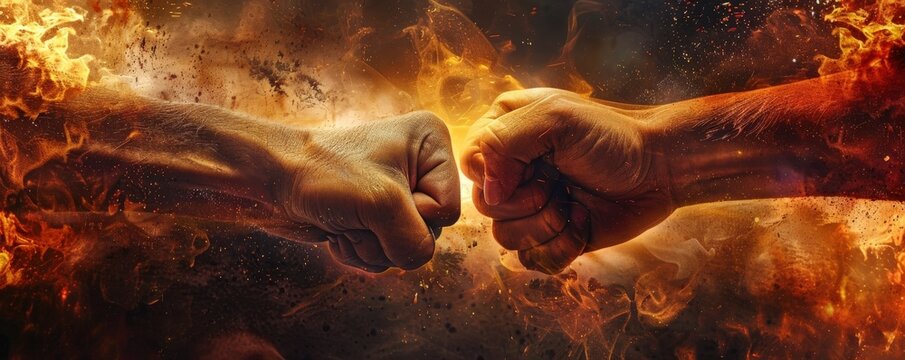 Two powerful hands locked in a fierce tugofwar, one representing order and the other chaos