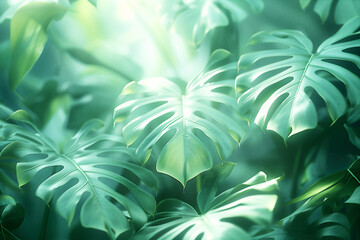 鮮やかな緑の熱帯雨林の植物の背景