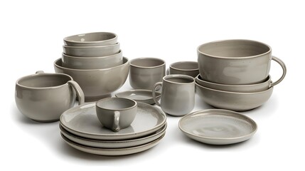 Set of grey crockery 