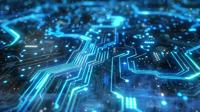blue circuit background. seamless looping overlay 4k virtual video animation background