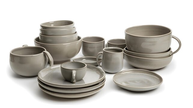 Set of grey crockery 