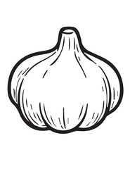 Illustration Coloring draw vegetable garlic fresh black and white version good for kids