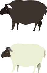 羊ベクターイラスト（白・黒）