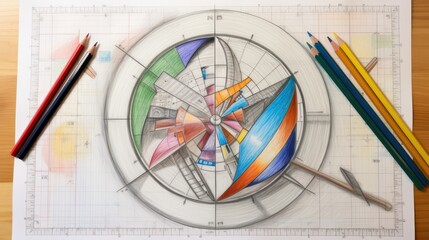 A mat assignment in progress featured squares of paper, and some stationery and erasers on the table