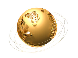 golden globes isolated on black background. 3D illustration