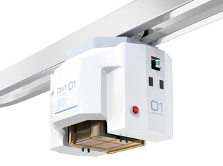 Overhead Hoist Transport-OHT isolated on white background. Generic design. 3D rendering image.