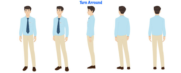  A business man model sheet. Businessman turns around sheet,