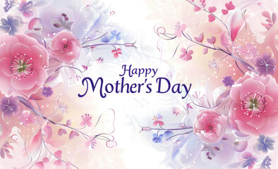 A floral poster for mother's day, simple decorative elements flower with happy mother day typography text, congratulation mom template