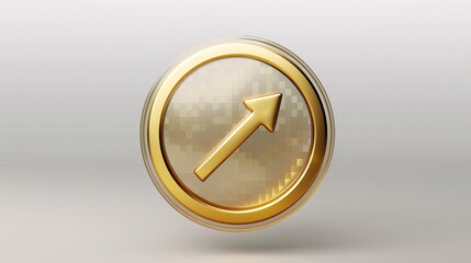 a gold circle with a arrow in the middle