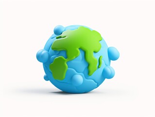 a blue and green globe with dots