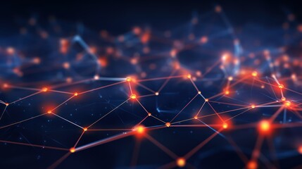 a network of glowing neon lines and geometric shapes, 