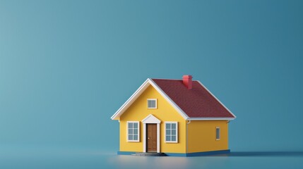 a yellow house with a red roof