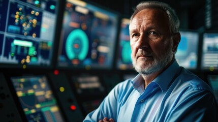 The picture of the senior russian male in his early 60s working as energy sector executive, the executive require skills like resource management, industry experience and communication skills. AIG43.