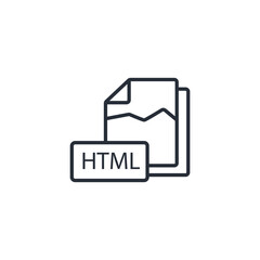 HTML file icon. vector.Editable stroke.linear style sign for use web design,logo.Symbol illustration.
