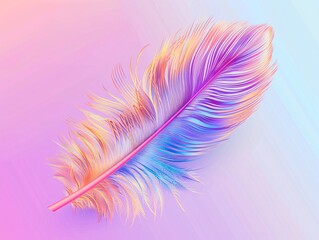 a colorful feather on a pink background