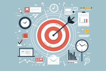 a target with a dart and various icons