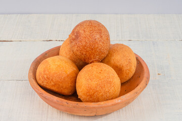 Delicious fritter traditional Colombian food 
