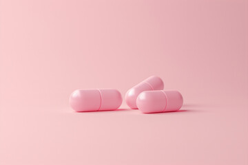 pink capsules sitting on a hot pink plain background