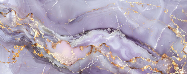 Elegant lavender  silver marble backdrop with rich golden veining resembling a refined stone texture