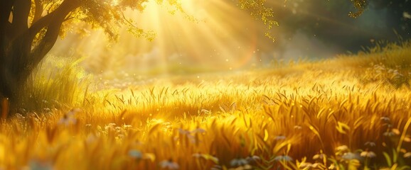 A Field Illuminated By Sunlight Evokes Feelings Of Warmth And Vitality, With Golden Rays Casting A Magical Glow Over The Landscape, Background HD For Designer 