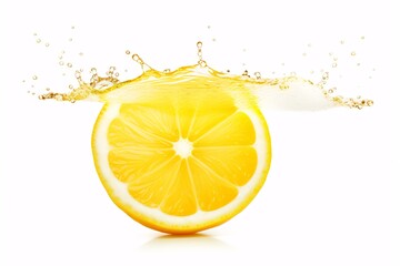 a lemon slice with water splashing