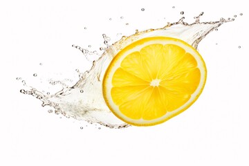 a lemon slice in water