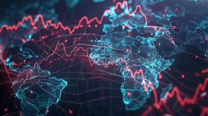 global stock market chart interwoven with a network of interconnected lines, symbolizing the interconnectedness of global financial systems.  